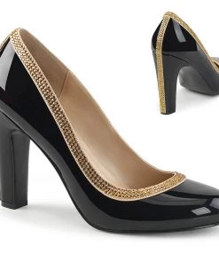 Pleaser Direct Queen 04 Black Patent & Rhinestone Heels