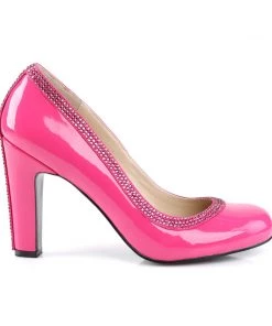 Pleaser Direct Queen 04 Pink Patent & Rhinestone Heels