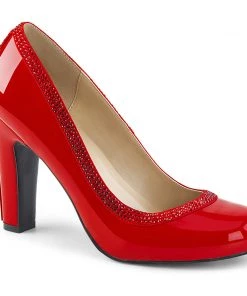 Pleaser Direct Queen 04 Red Patent & Rhinestone Heels