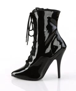 Pleaser Direct Seduce 1020 Black Patent Ankle Boots Larger Size Shoes