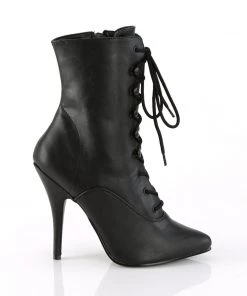 Pleaser Direct Larger Size Shoes Seduce 1020 Black Faux Leather Ankle Boots