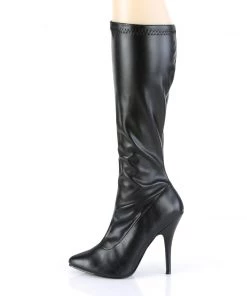 Pleaser Direct Seduce 2000 Black Faux Leather Knee High Boots Larger Size Shoes