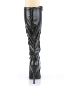 Pleaser Direct Seduce 2000 Black Faux Leather Knee High Boots Larger Size Shoes