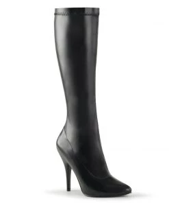 Pleaser Direct Seduce 2000 Black Faux Leather Knee High Boots Larger Size Shoes