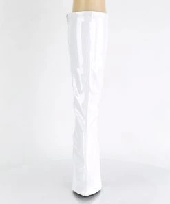 Pleaser Direct Seduce 2000 White Patent Knee High Boots