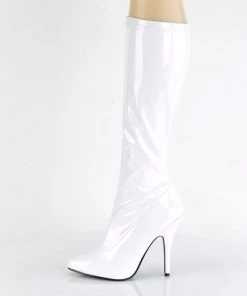 Pleaser Direct Seduce 2000 White Patent Knee High Boots