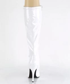 Pleaser Direct Seduce 2000 White Patent Knee High Boots