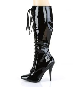 Pleaser Direct Seduce 2020 Black Patent Lace Up Knee High Boots Larger Size Shoes 7 Pleaser Direct Seduce 2020 Black Patent Lace Up Knee High Boots Larger Size Shoes