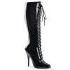 Pleaser Direct Seduce 2020 Black Patent Lace Up Knee High Boots Larger Size Shoes