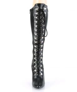 Pleaser Direct Seduce 2024 Black Faux Leather Knee High Boots Larger Size Shoes