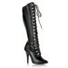 Pleaser Direct Seduce 2024 Black Faux Leather Knee High Boots Larger Size Shoes