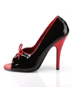 Pleaser Direct Seduce 216 Black And Red Peep Toe Pumps