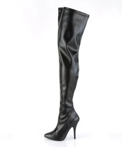 Pleaser Direct Larger Size Shoes Seduce 3000 Black Matte Thigh High Boots