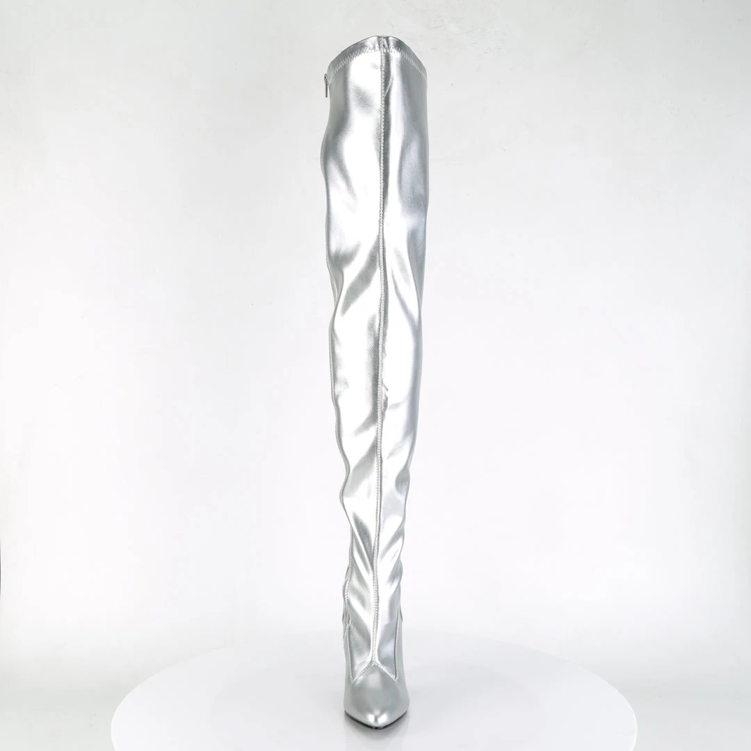 Pleaser Direct Seduce 3000 Silver Faux Leather Thigh High Boots Larger Size Shoes 2 Pleaser Direct Seduce 3000 Silver Faux Leather Thigh High Boots Larger Size Shoes