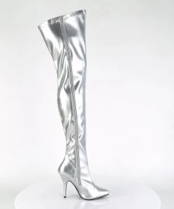 Pleaser Direct Seduce 3000 Silver Faux Leather Thigh High Boots Larger Size Shoes 9 Pleaser Direct Seduce 3000 Silver Faux Leather Thigh High Boots Larger Size Shoes
