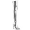 Pleaser Direct Seduce 3000 Silver Faux Leather Thigh High Boots Larger Size Shoes