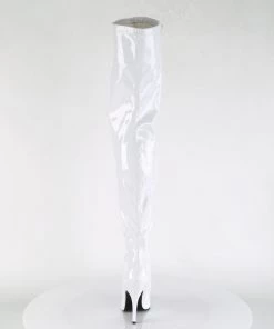 Pleaser Direct Seduce 3000 White Patent Thigh High Boots Larger Size Shoes