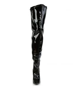 Pleaser Direct Seduce 3000WC Black Patent Wide Fitting Boots Larger Size Shoes