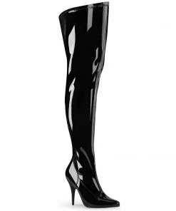 Pleaser Direct Seduce 3000WC Black Patent Wide Fitting Boots Larger Size Shoes