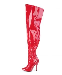 Pleaser Direct Seduce 3000WC Red Patent Wide Fitting Boots Larger Size Shoes