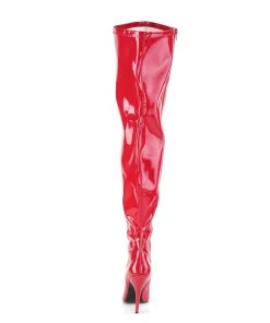 Pleaser Direct Seduce 3000WC Red Patent Wide Fitting Boots Larger Size Shoes