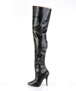 Pleaser Direct Seduce 3010 Black Faux Leather Thigh High Boots Larger Size Shoes