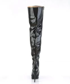 Pleaser Direct Seduce 3010 Black Faux Leather Thigh High Boots Larger Size Shoes