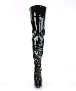 Pleaser Direct Larger Size Shoes Seduce 3010 Black Patent Thigh High Boots