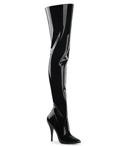 Pleaser Direct Larger Size Shoes Seduce 3010 Black Patent Thigh High Boots