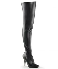 Pleaser Direct Seduce 3010 Black Faux Leather Thigh High Boots Larger Size Shoes