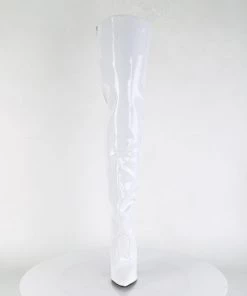 Pleaser Direct Seduce 3010 White Patent Thigh High Boots
