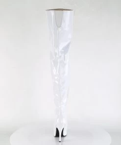 Pleaser Direct Seduce 3010 White Patent Thigh High Boots