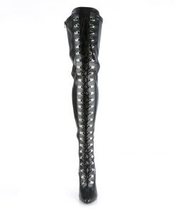 Pleaser Direct Seduce 3024 Black Faux Leather Thigh High Boots