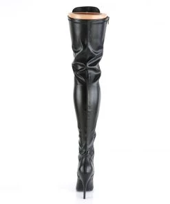 Pleaser Direct Seduce 3024 Black Faux Leather Thigh High Boots
