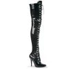 Pleaser Direct Seduce 3024 Black Patent Thigh High Boots
