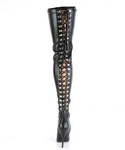Pleaser Direct Larger Size Shoes Seduce 3063 Black Matte Thigh High Boots