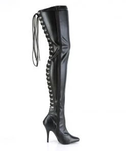 Pleaser Direct Larger Size Shoes Seduce 3063 Black Matte Thigh High Boots