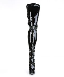 Pleaser Direct Larger Size Shoes Seduce 3063 Black Patent Thigh High Boots