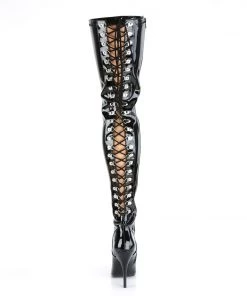 Pleaser Direct Larger Size Shoes Seduce 3063 Black Patent Thigh High Boots