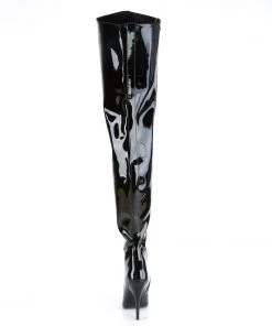 Pleaser Direct Seduce 4010 Black Patent Thigh High Boots