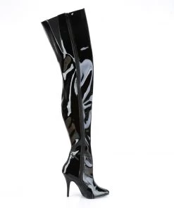 Pleaser Direct Seduce 4010 Black Patent Thigh High Boots