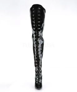Pleaser Direct Seduce 4026 Black Patent Thigh High Boots Larger Size Shoes