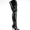 Pleaser Direct Seduce 4026 Black Patent Thigh High Boots Larger Size Shoes