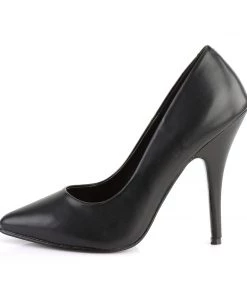 Pleaser Direct Seduce 420 Black Faux Leather Heels Larger Size Shoes