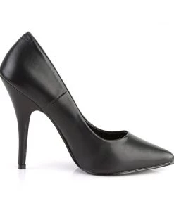 Pleaser Direct Seduce 420 Black Faux Leather Heels Larger Size Shoes