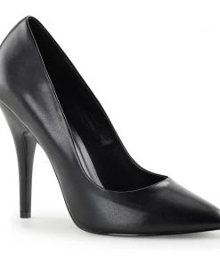 Pleaser Direct Seduce 420 Black Faux Leather Heels Larger Size Shoes