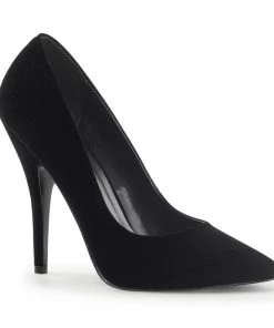 Pleaser Direct Seduce 420 Black Velvet Heels