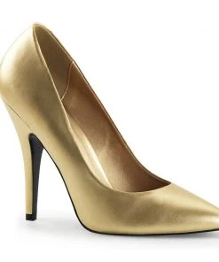 Pleaser Direct Seduce 420 Gold Faux Leather Heels