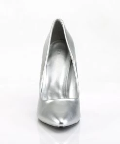 Pleaser Direct Seduce 420 Silver Faux Leather Heels
