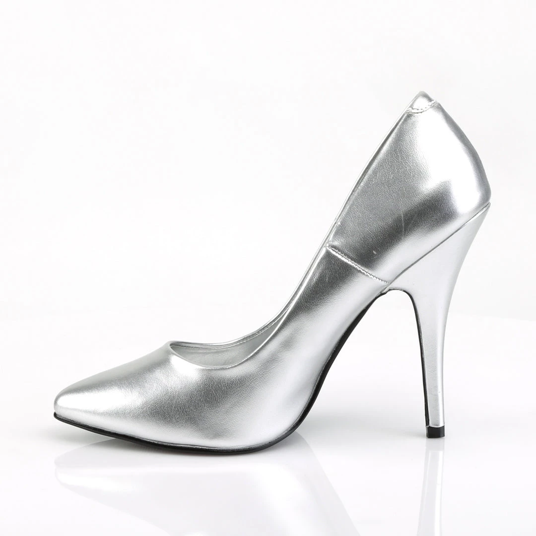 Pleaser Direct Seduce 420 Silver Faux Leather Heels 3 Pleaser Direct Seduce 420 Silver Faux Leather Heels